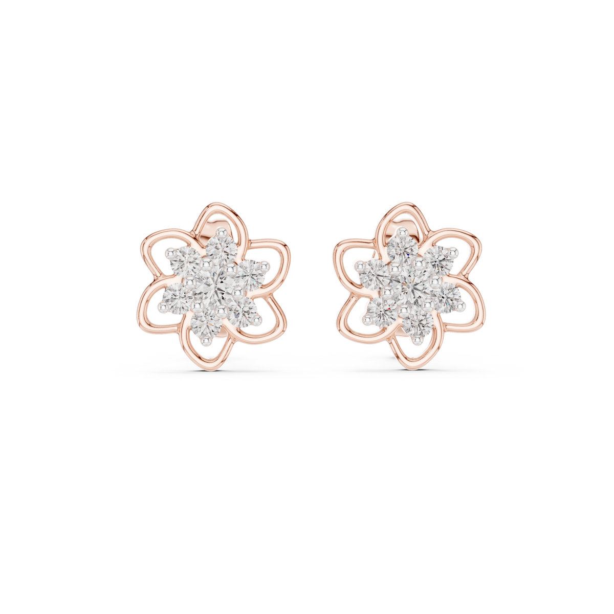 Petal Bloom Floral Cluster Diamond Stud Earring