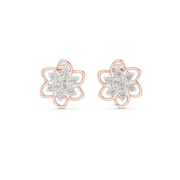 Petal Bloom Floral Cluster Diamond Stud Earring
