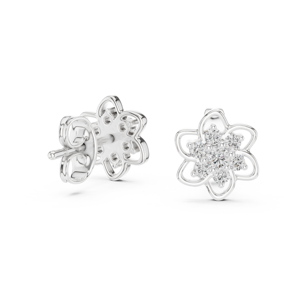 Petal Bloom Floral Cluster Diamond Stud Earring