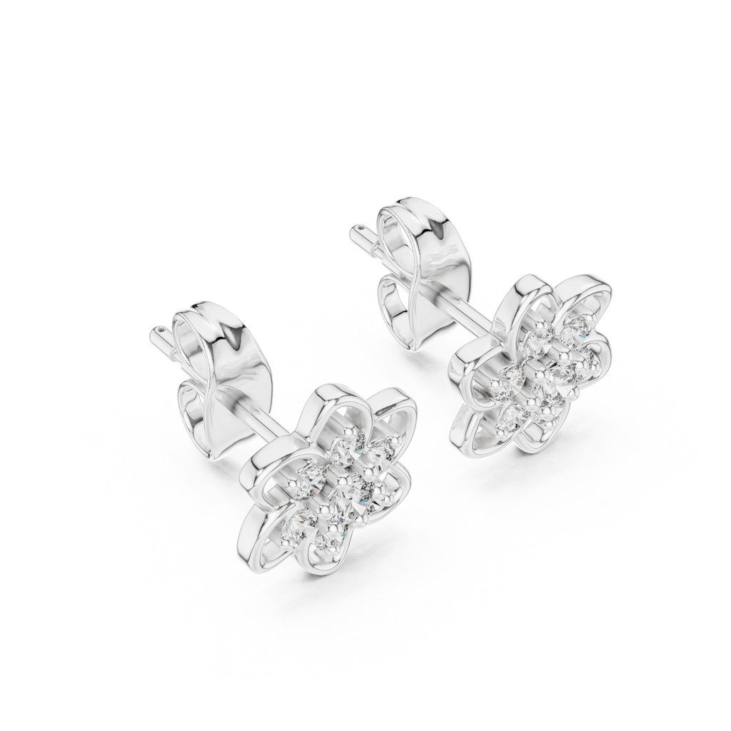 Petal Bloom Floral Cluster Diamond Stud Earring
