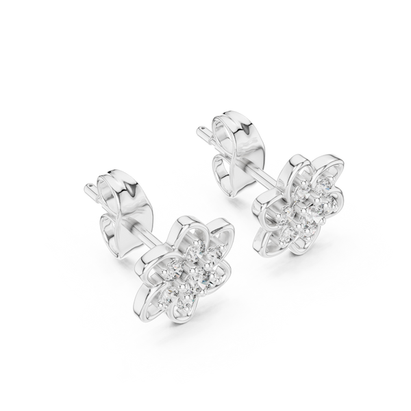 Petal Bloom Floral Cluster Diamond Stud Earring