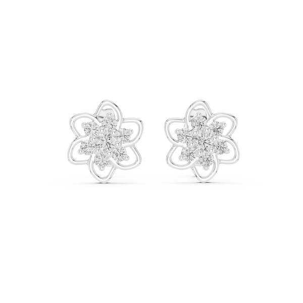 Petal Bloom Floral Cluster Diamond Stud Earring
