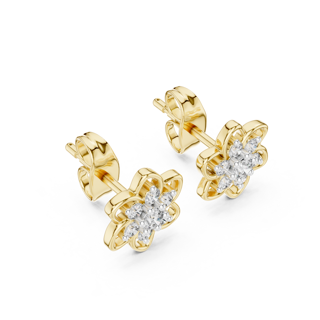 Petal Bloom Floral Cluster Diamond Stud Earring