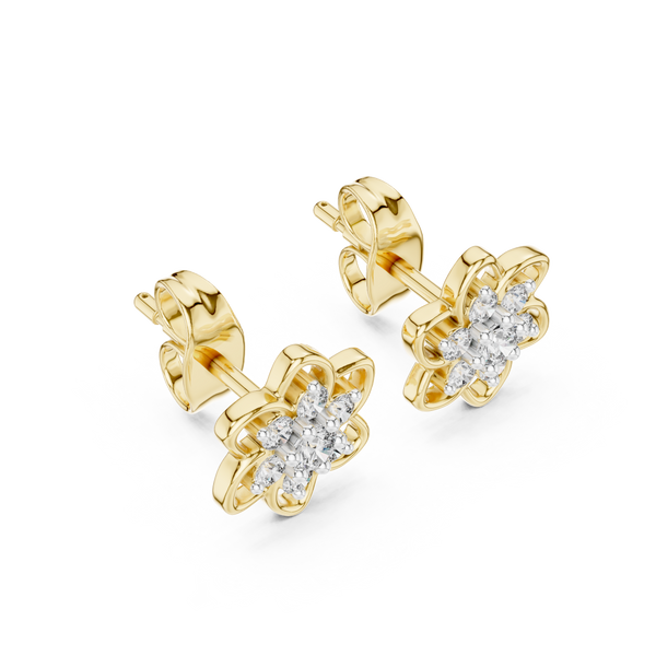 Petal Bloom Floral Cluster Diamond Stud Earring
