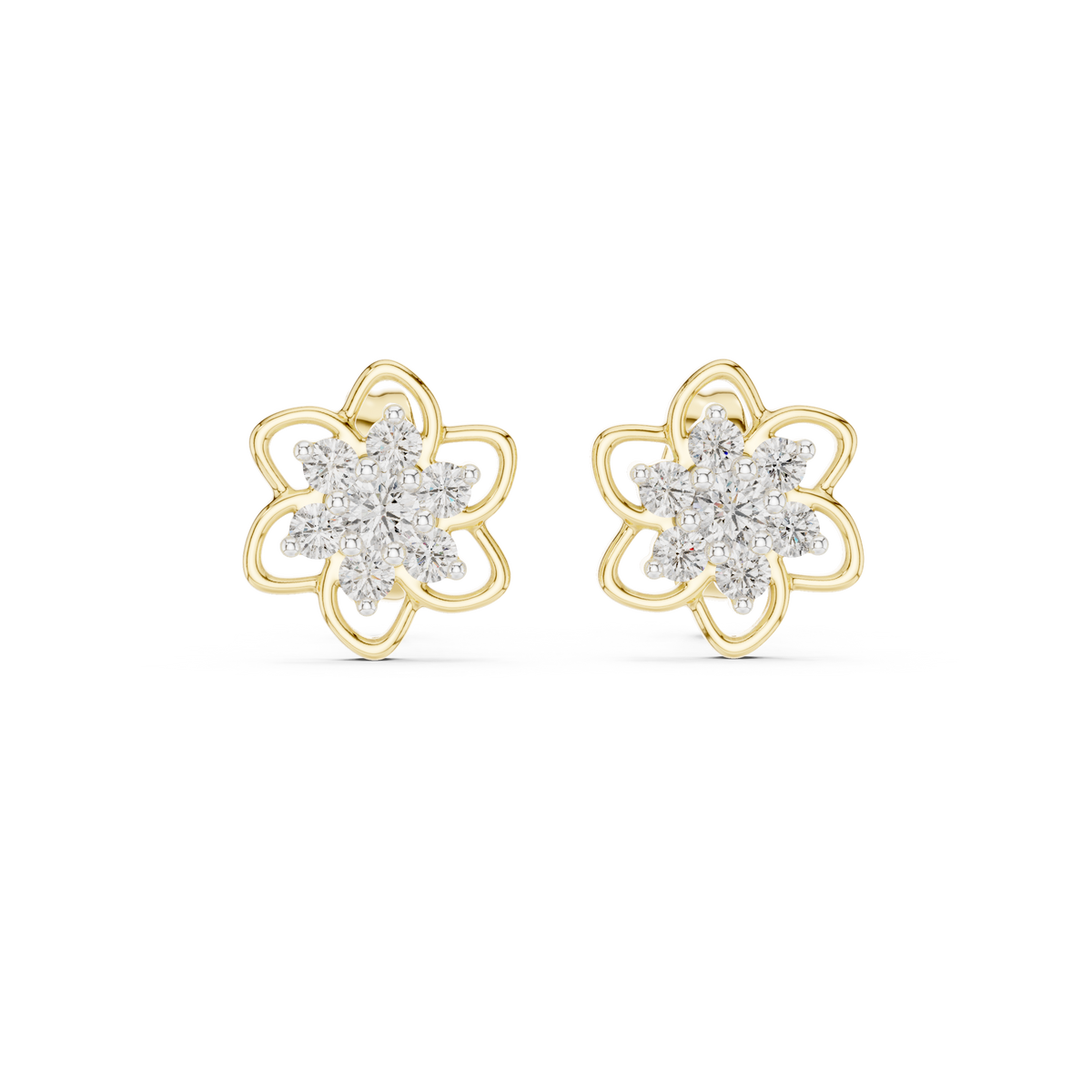 Petal Bloom Floral Cluster Diamond Stud Earring