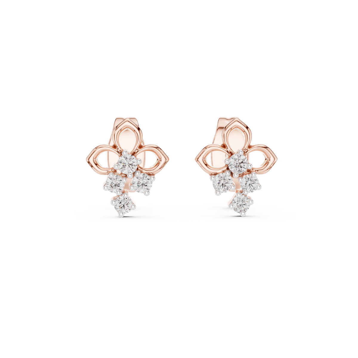Bloom Cross Diamond Stud Earring