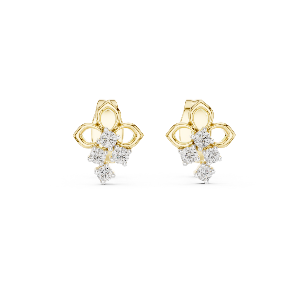 Bloom Cross Diamond Stud Earring