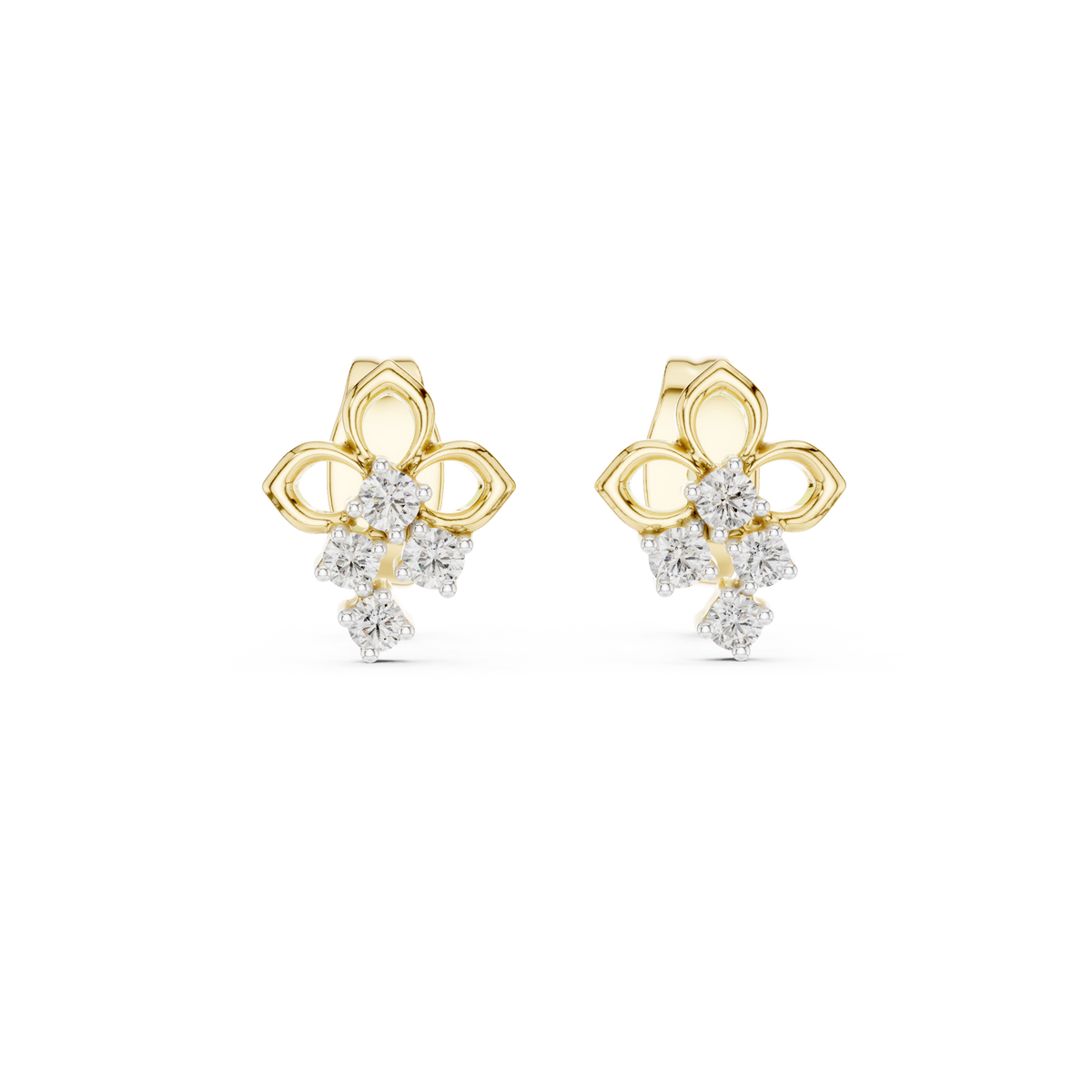 Bloom Cross Diamond Stud Earring