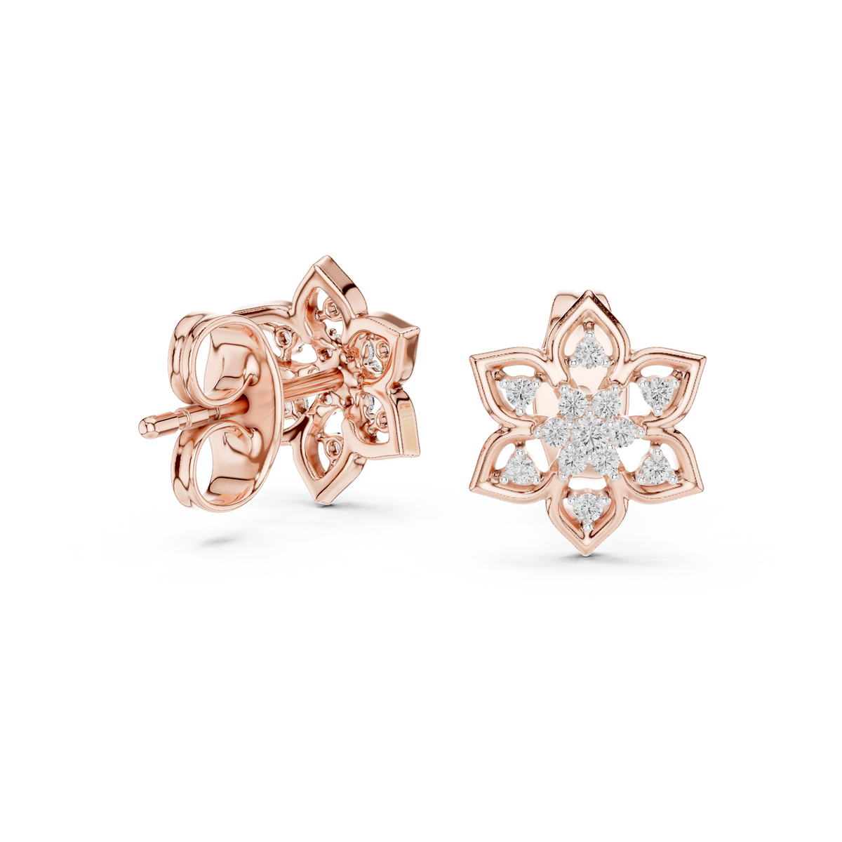 Fleur Star Floral Diamond Stud Earring