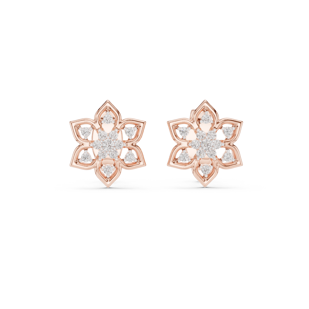 Fleur Star Floral Diamond Stud Earring