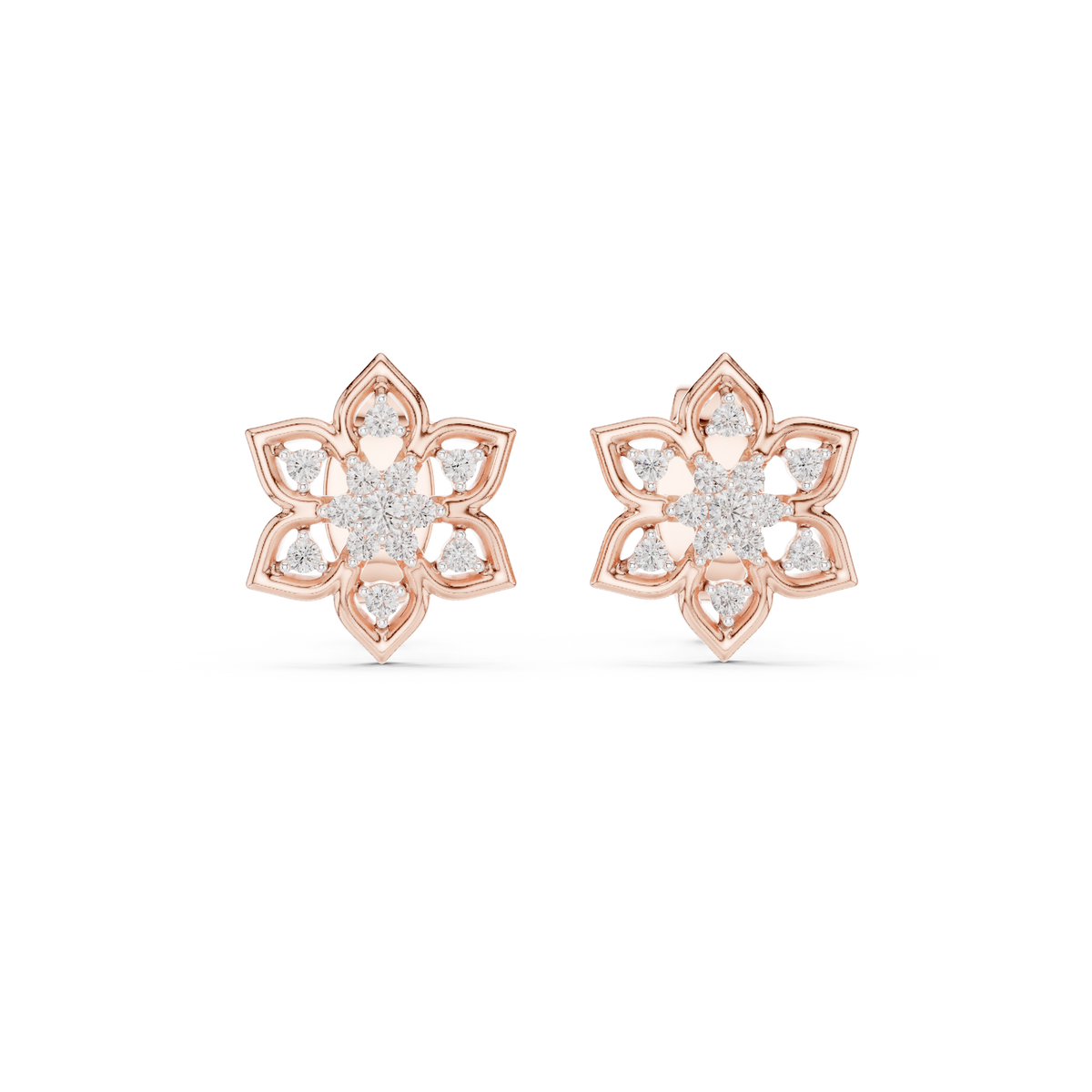 Fleur Star Floral Diamond Stud Earring