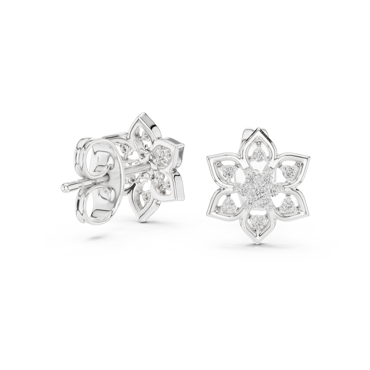 Fleur Star Floral Diamond Stud Earring