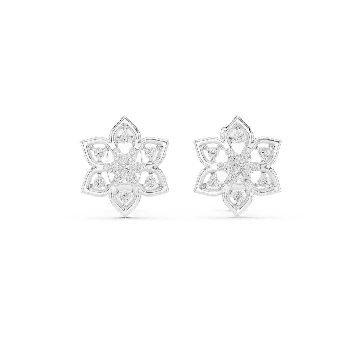 Fleur Star Floral Diamond Stud Earring
