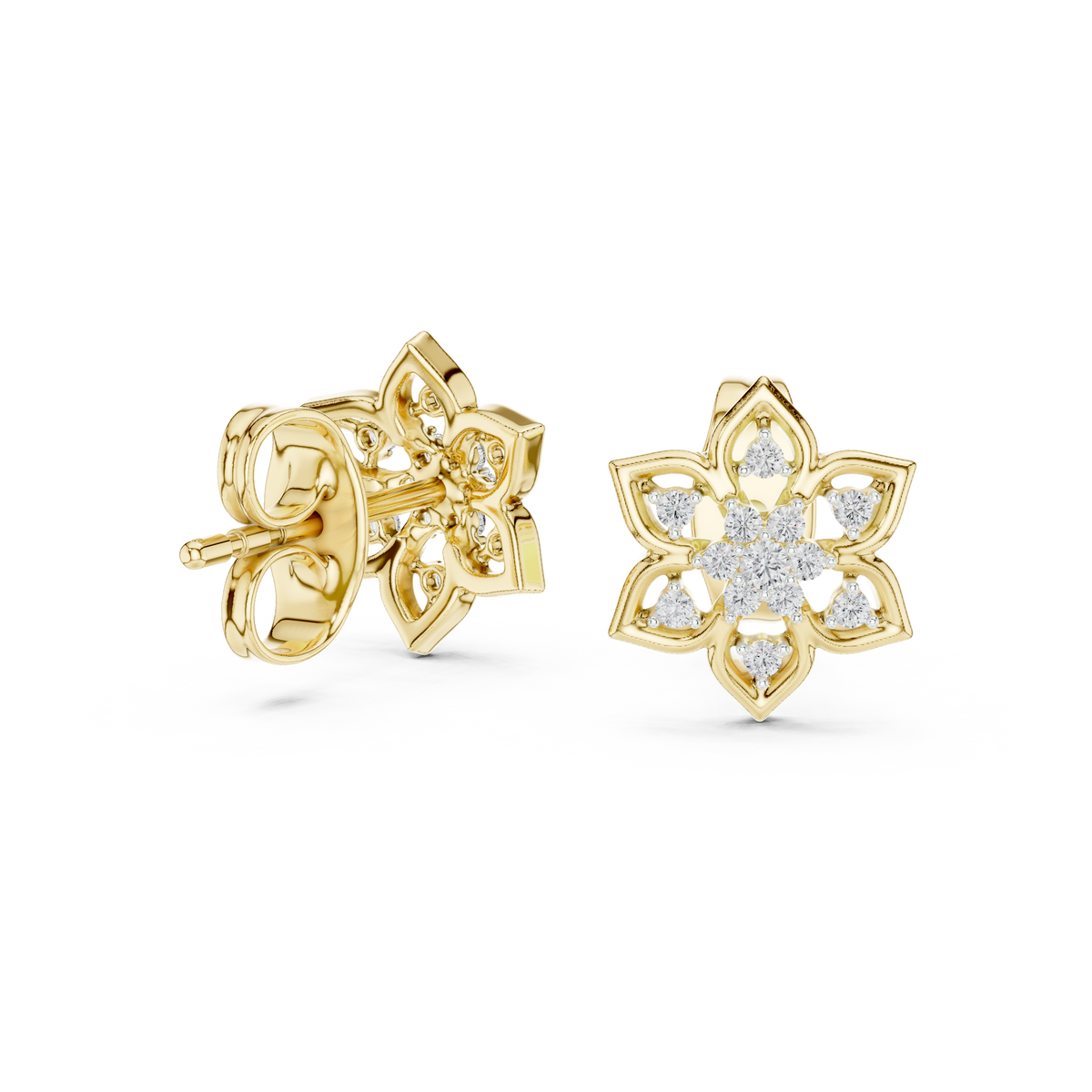 Fleur Star Floral Diamond Stud Earring
