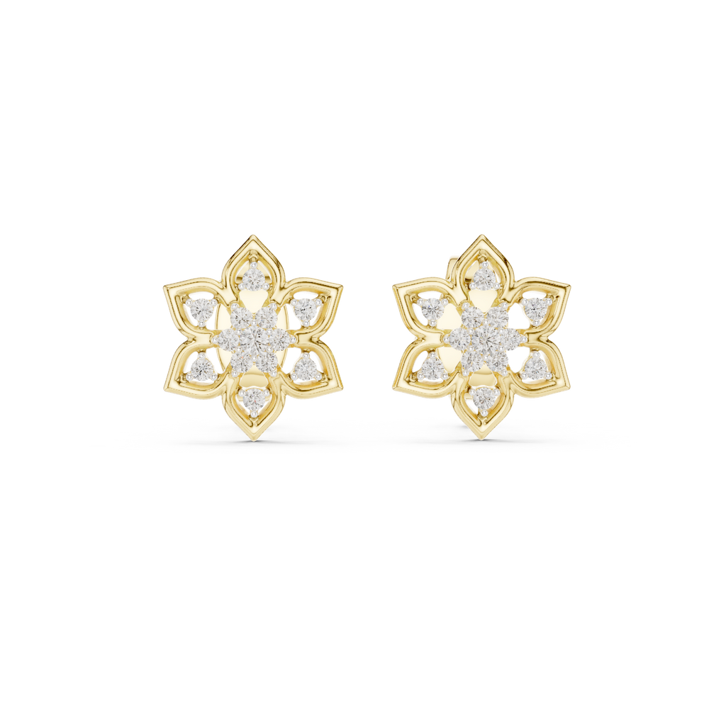 Fleur Star Floral Diamond Stud Earring