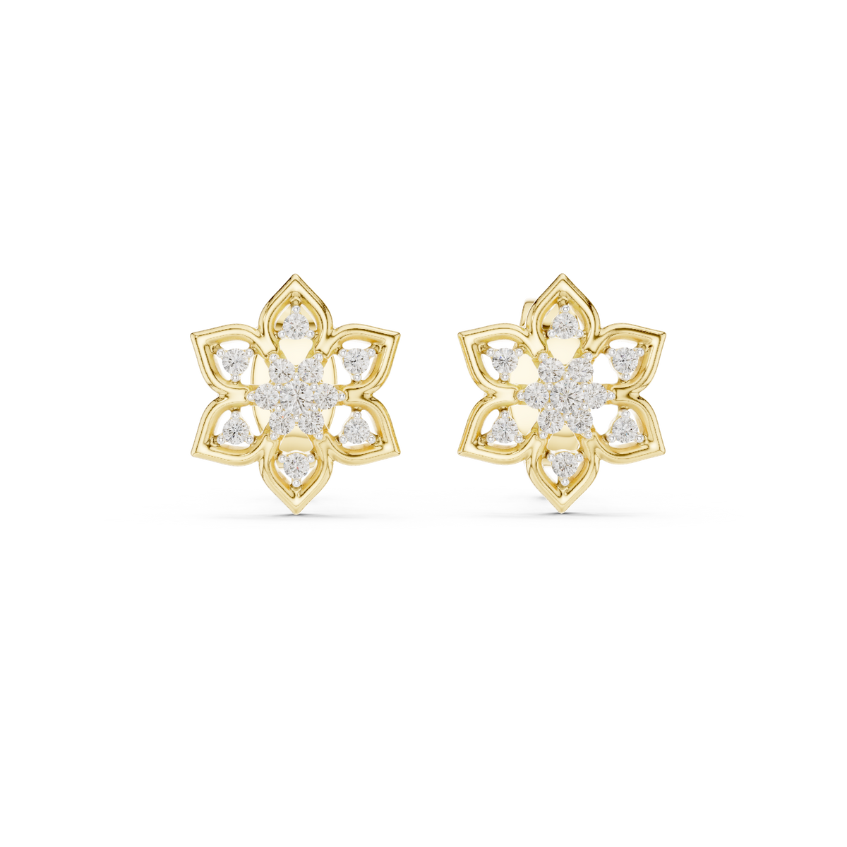 Fleur Star Floral Diamond Stud Earring