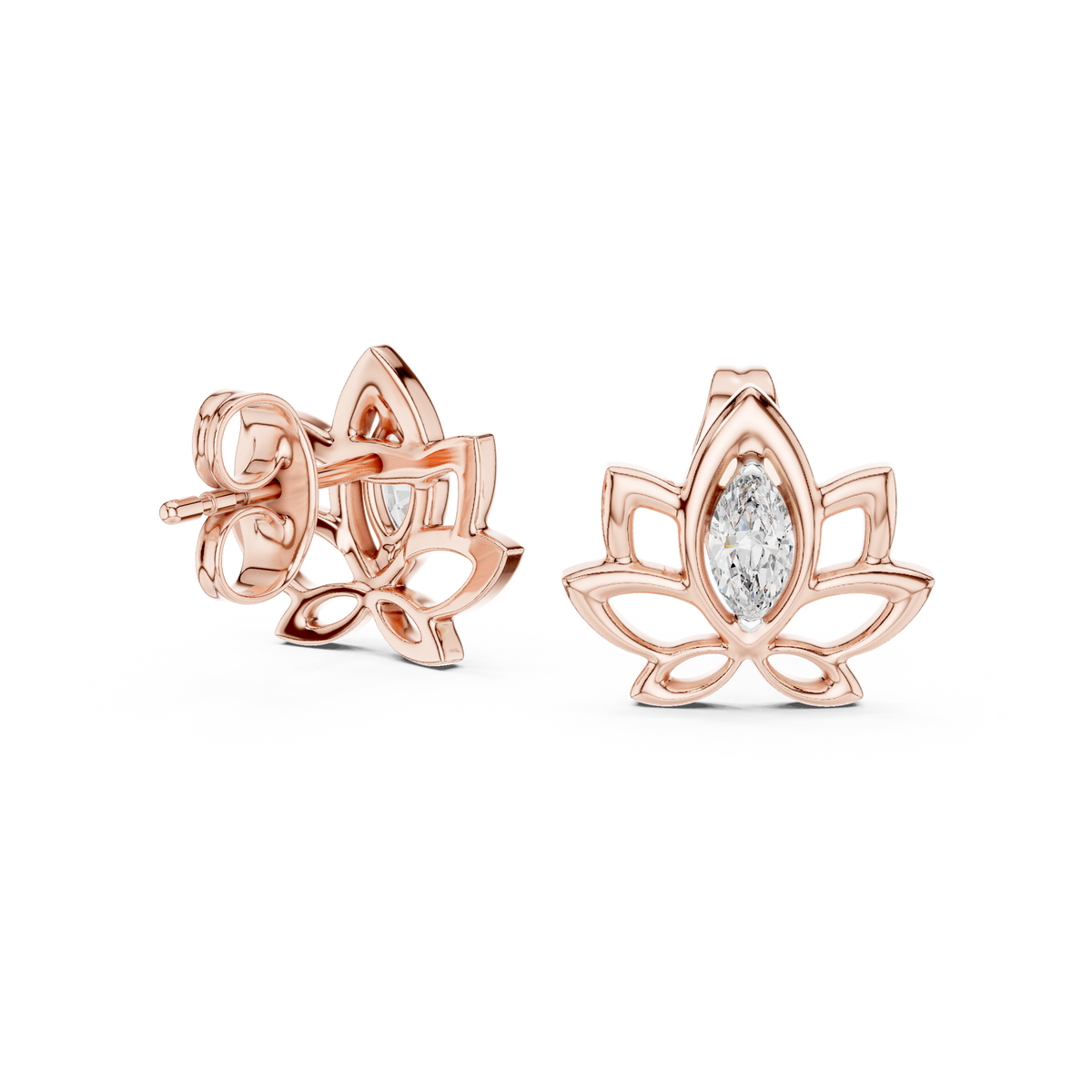 Padma Lotus Marquise Stud Earring