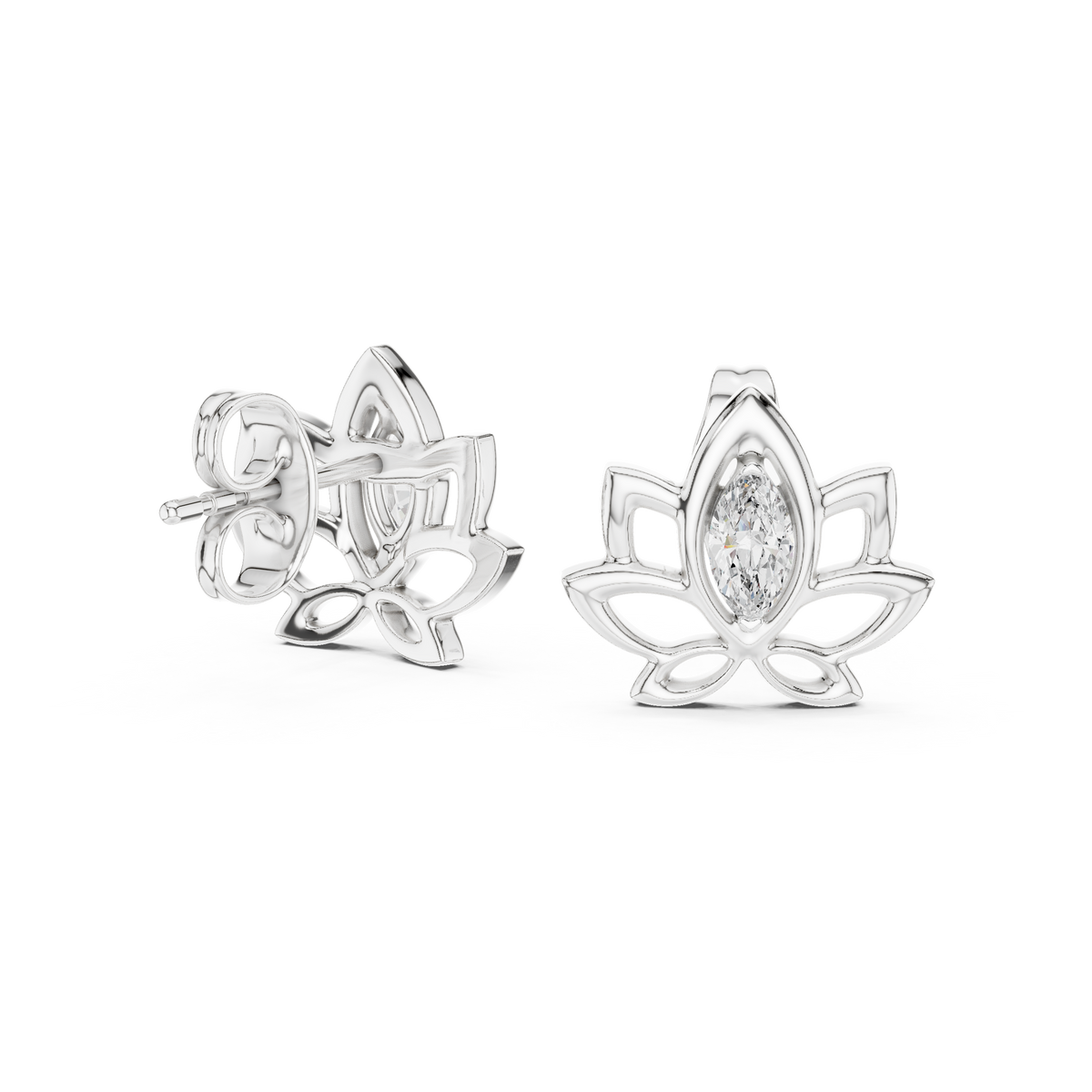 Padma Lotus Marquise Stud Earring
