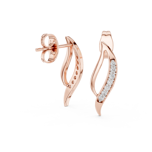 Cascade Wave Diamond Stud Earring