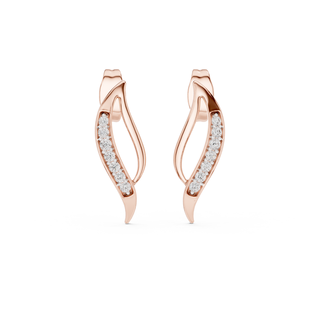 Cascade Wave Diamond Stud Earring