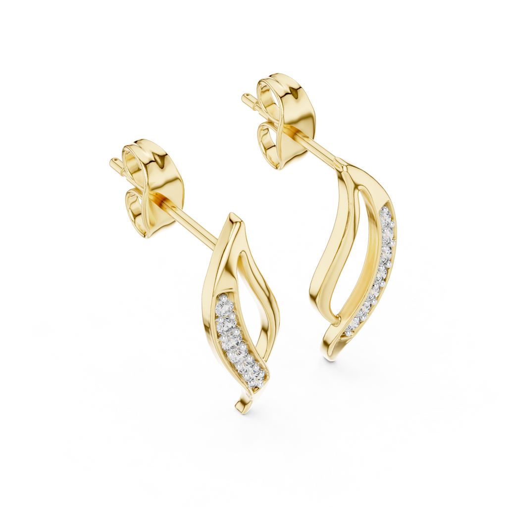 Cascade Wave Diamond Stud Earring