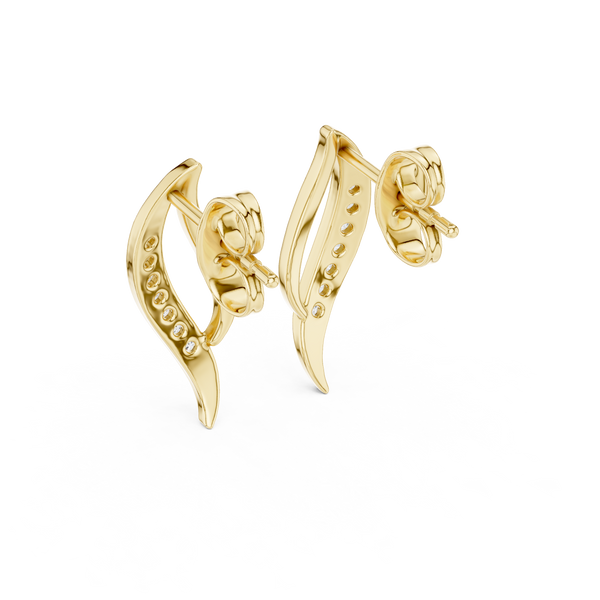 Cascade Wave Diamond Stud Earring