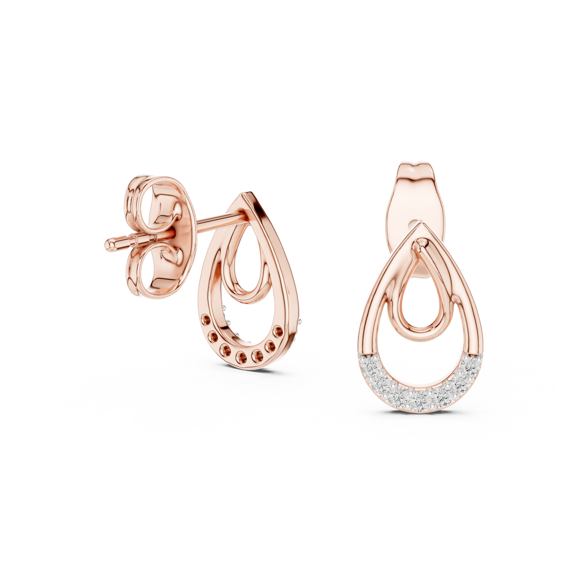 Lumière Double Teardrop Diamond Stud Earring