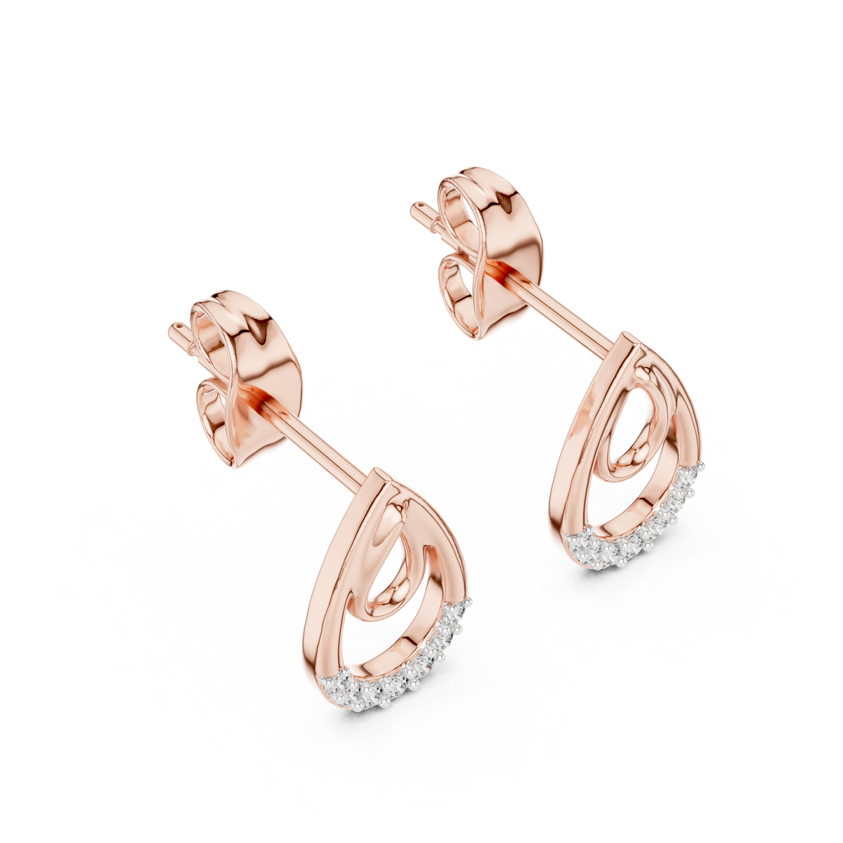 Lumière Double Teardrop Diamond Stud Earring