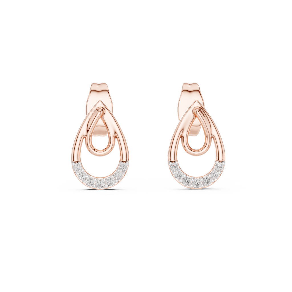 Lumière Double Teardrop Diamond Stud Earring