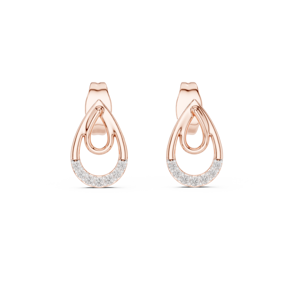 Lumière Double Teardrop Diamond Stud Earring