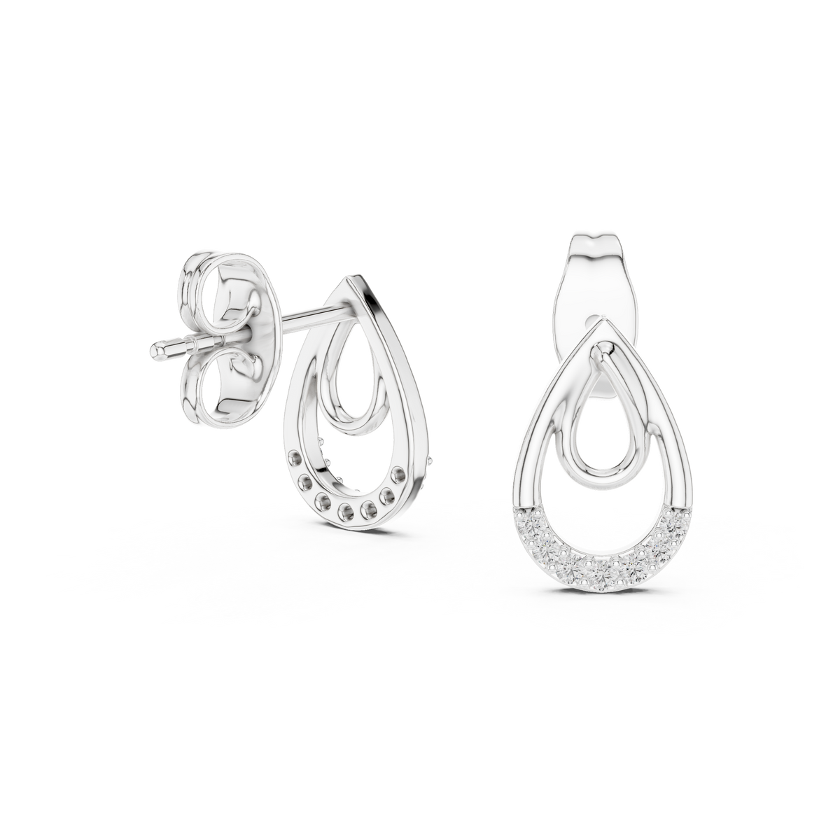 Lumière Double Teardrop Diamond Stud Earring