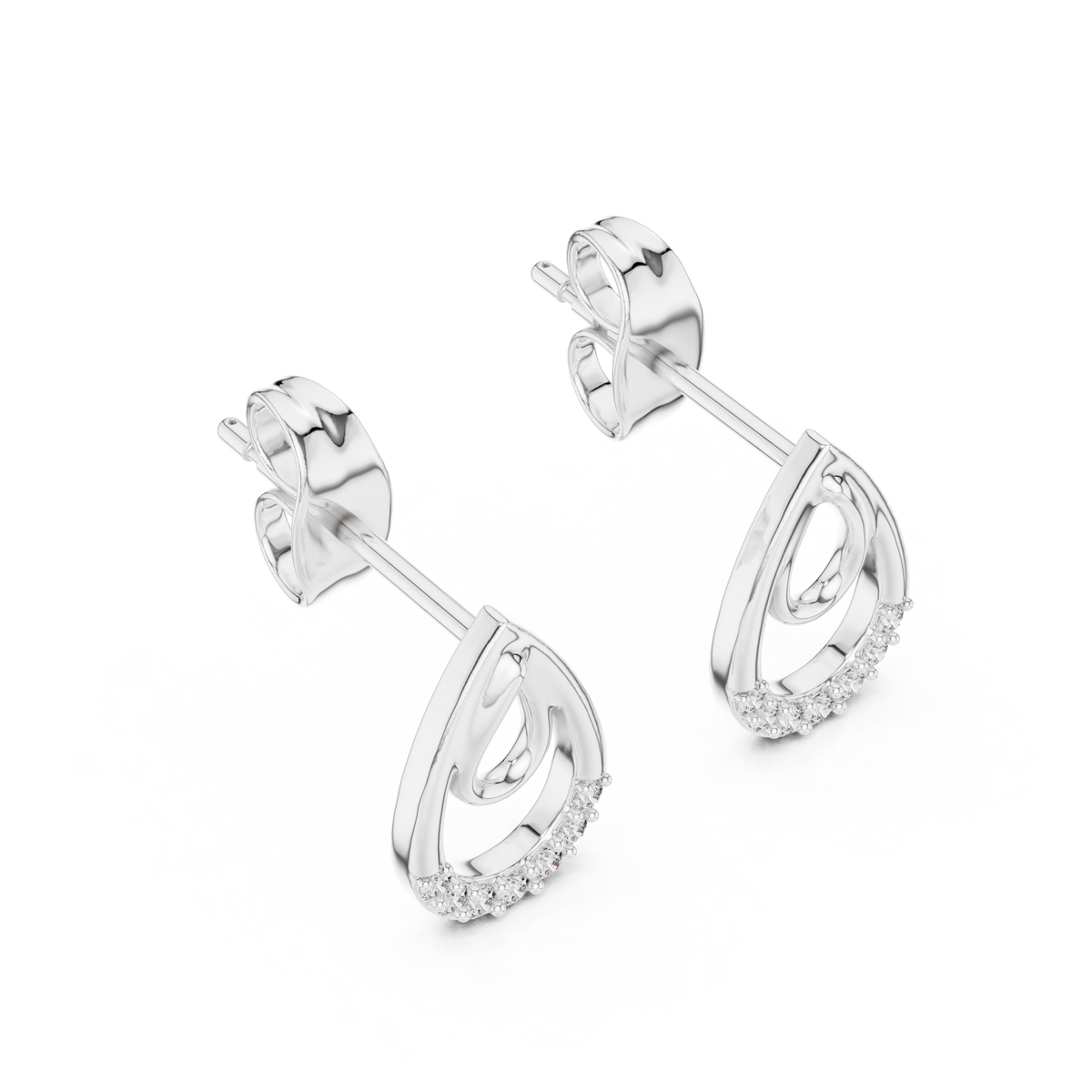 Lumière Double Teardrop Diamond Stud Earring
