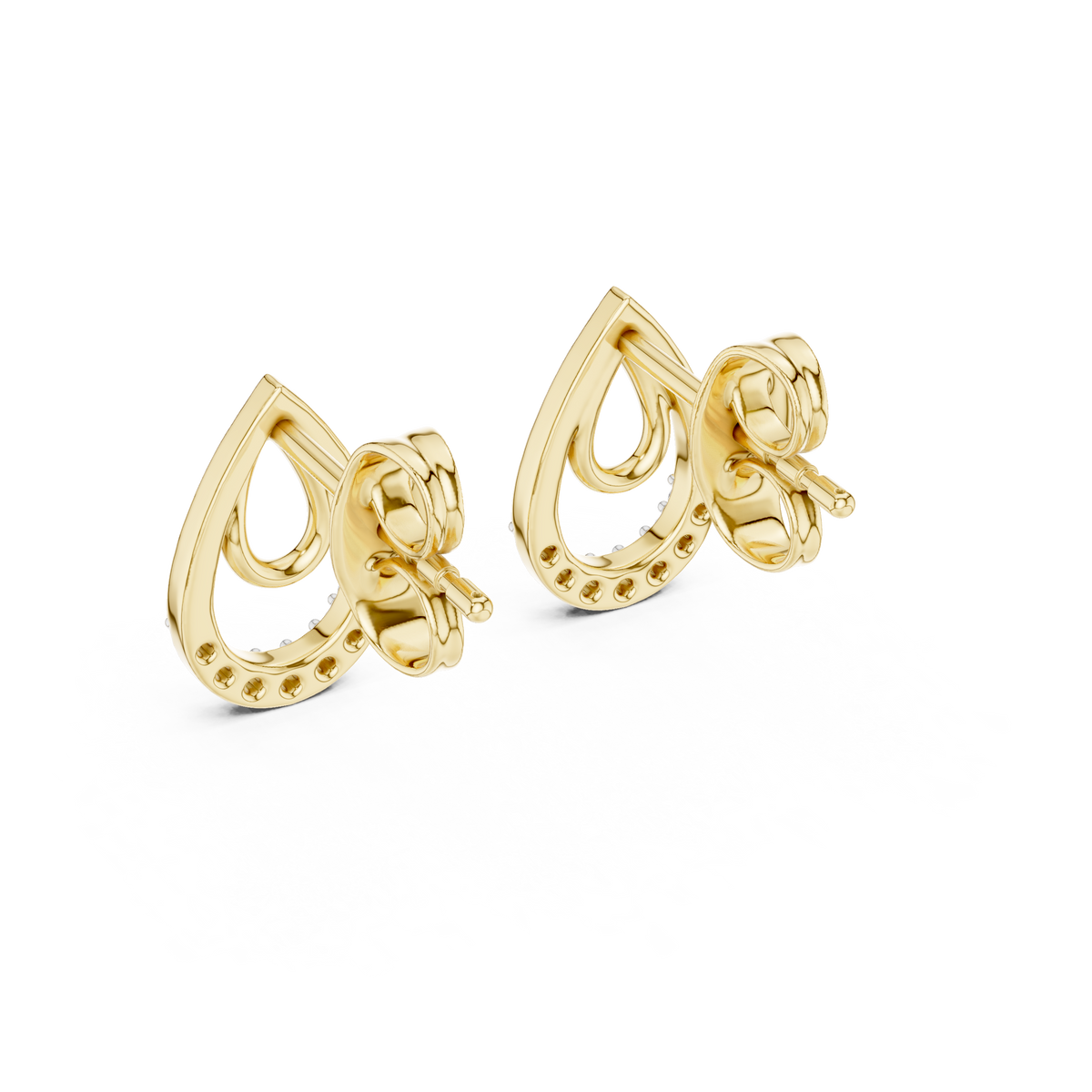 Lumière Double Teardrop Diamond Stud Earring
