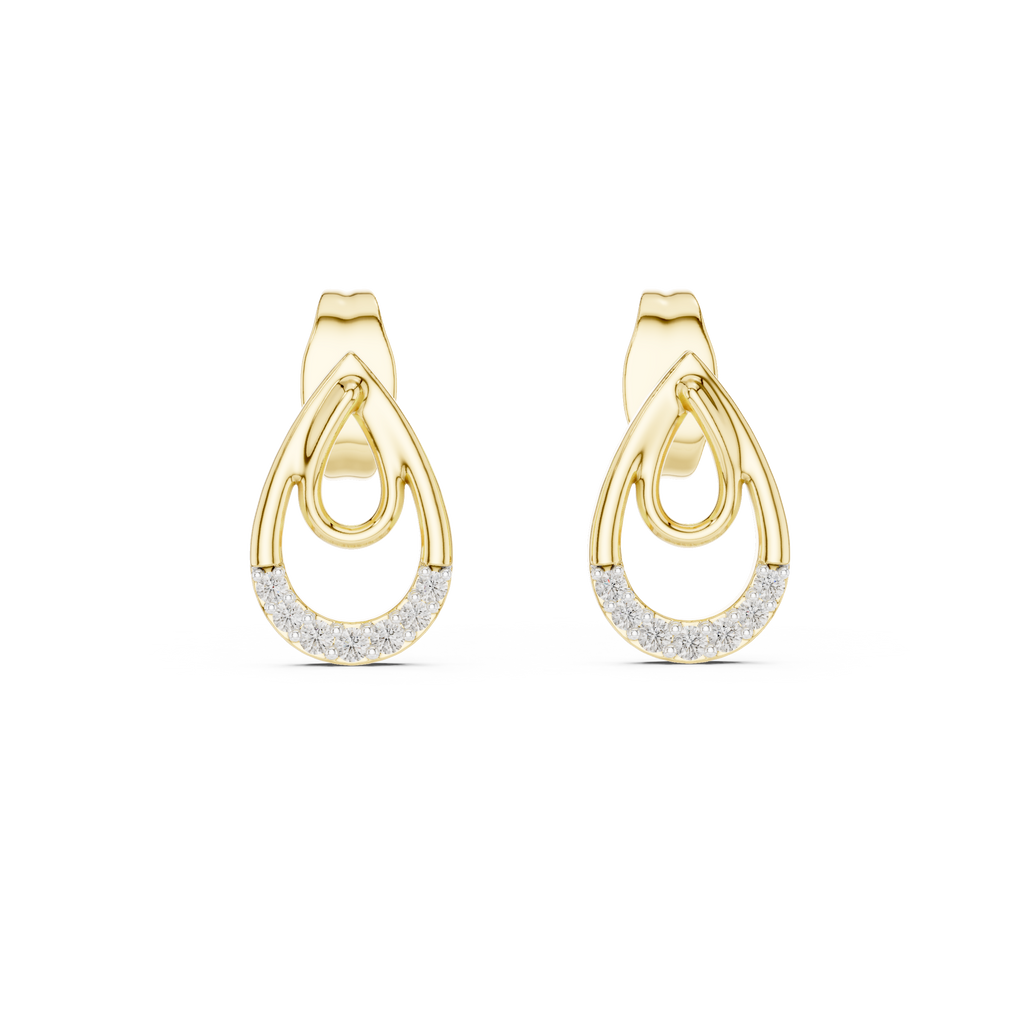 Lumière Double Teardrop Diamond Stud Earring