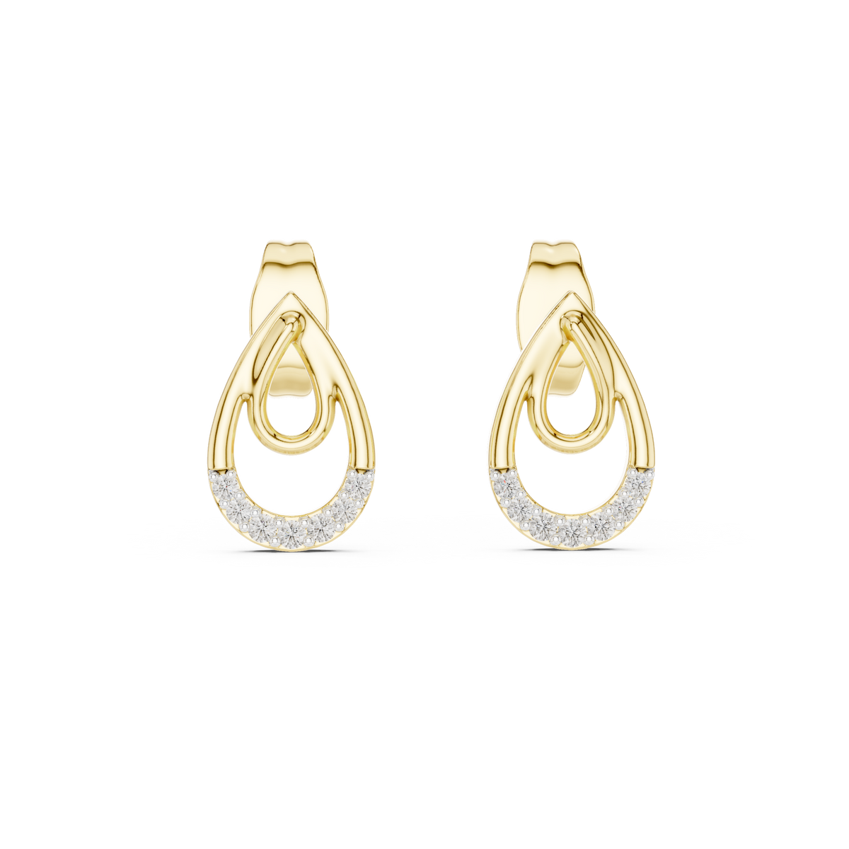 Lumière Double Teardrop Diamond Stud Earring