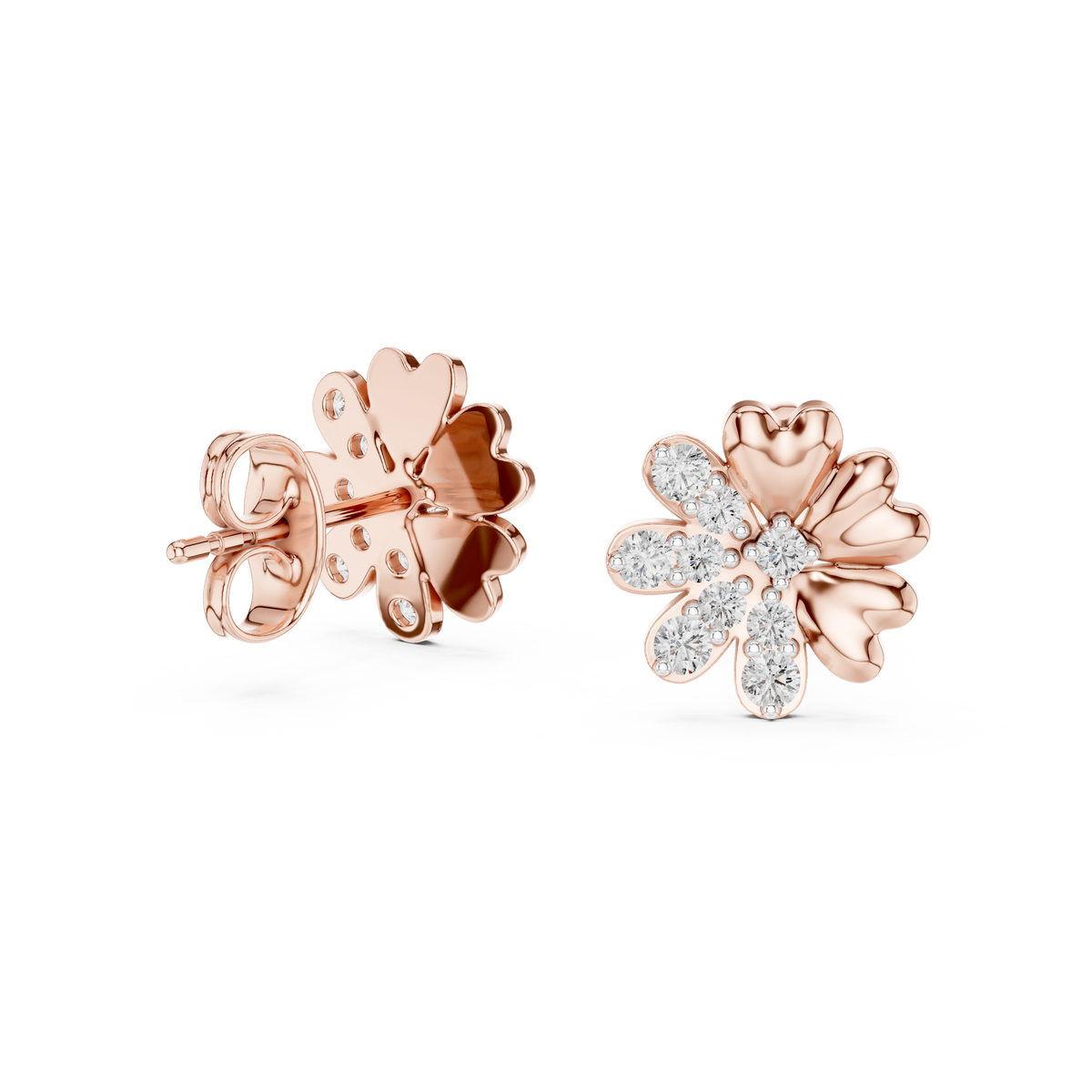 Clover Heart Diamond Stud Earring