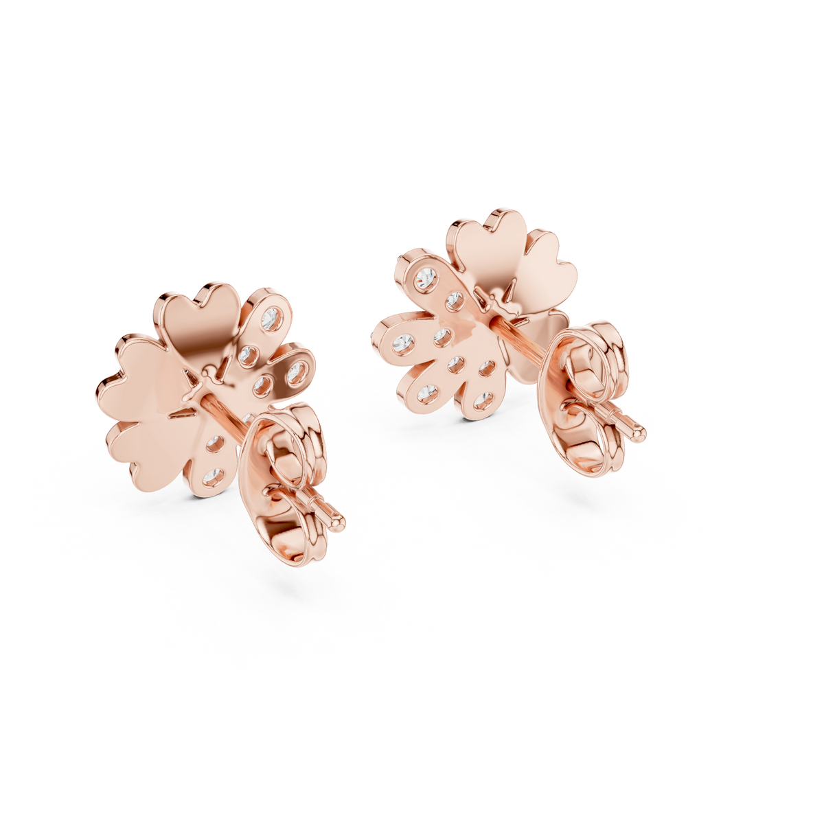 Clover Heart Diamond Stud Earring
