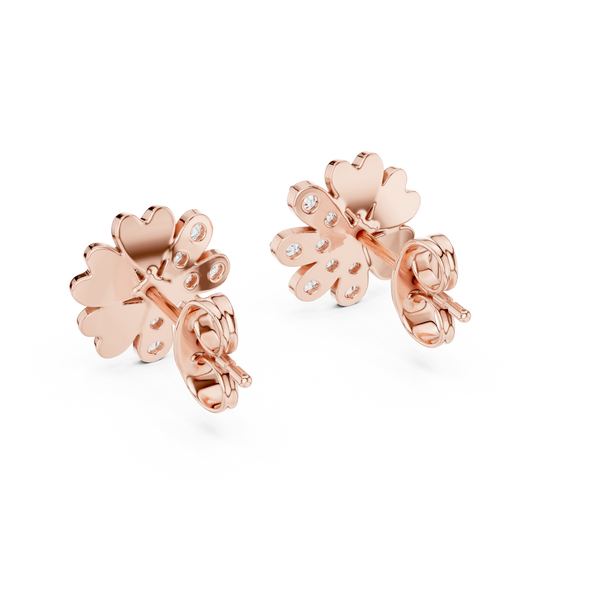 Clover Heart Diamond Stud Earring