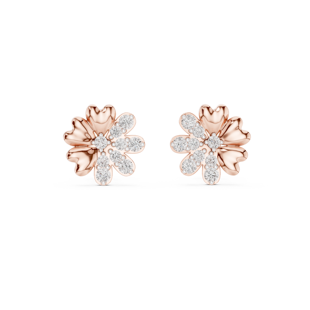 Clover Heart Diamond Stud Earring