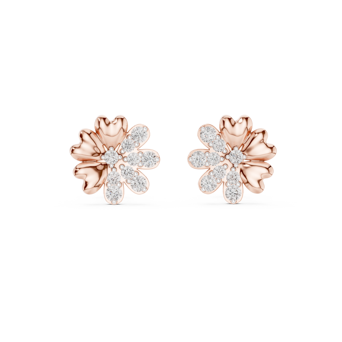 Clover Heart Diamond Stud Earring