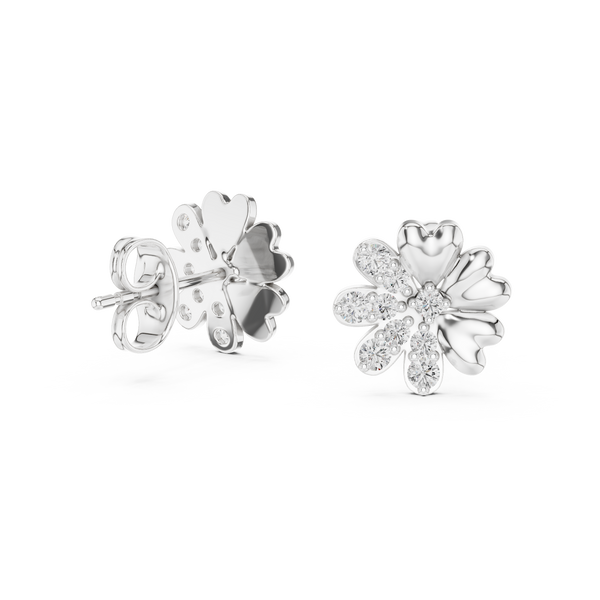 Clover Heart Diamond Stud Earring