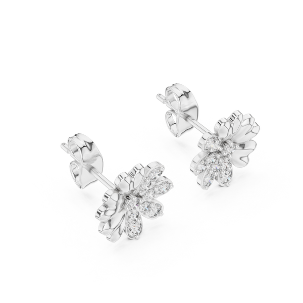 Clover Heart Diamond Stud Earring