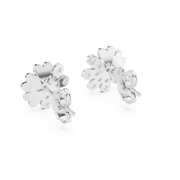 Clover Heart Diamond Stud Earring