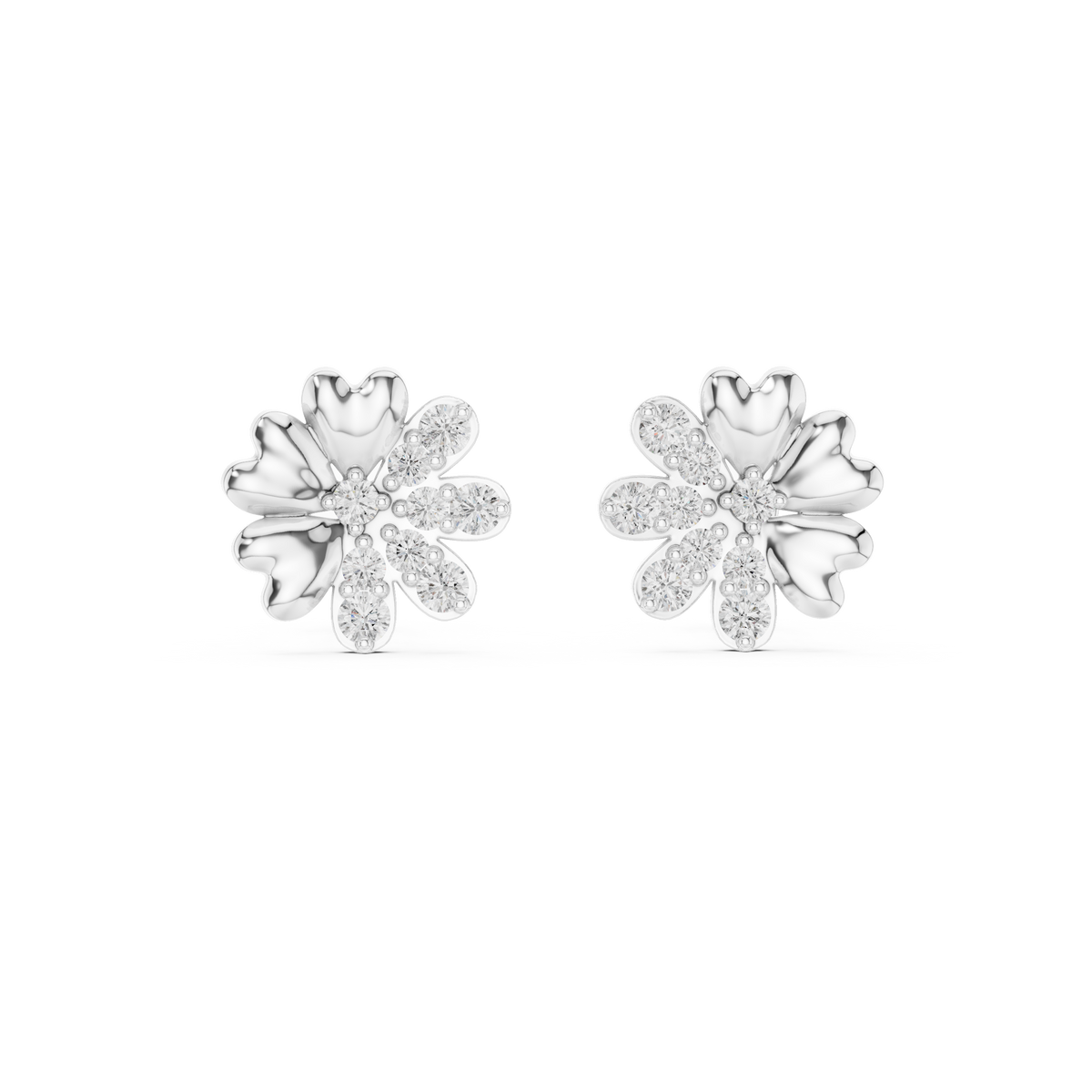 Clover Heart Diamond Stud Earring