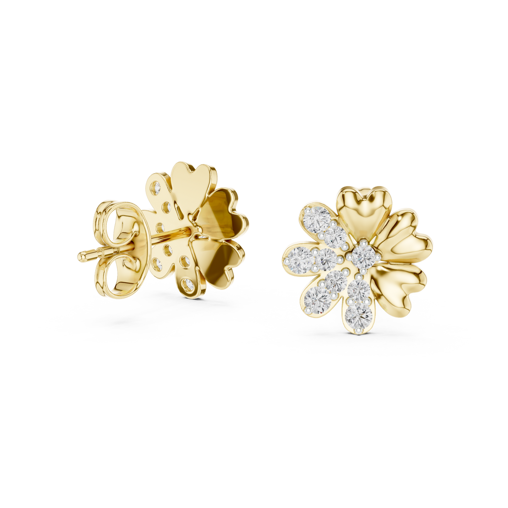 Clover Heart Diamond Stud Earring