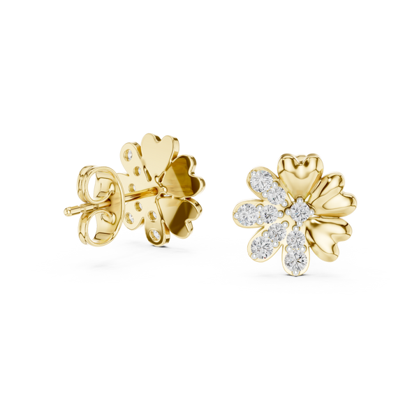Clover Heart Diamond Stud Earring