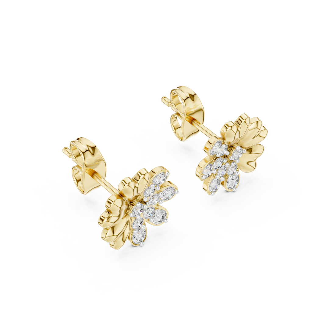 Clover Heart Diamond Stud Earring
