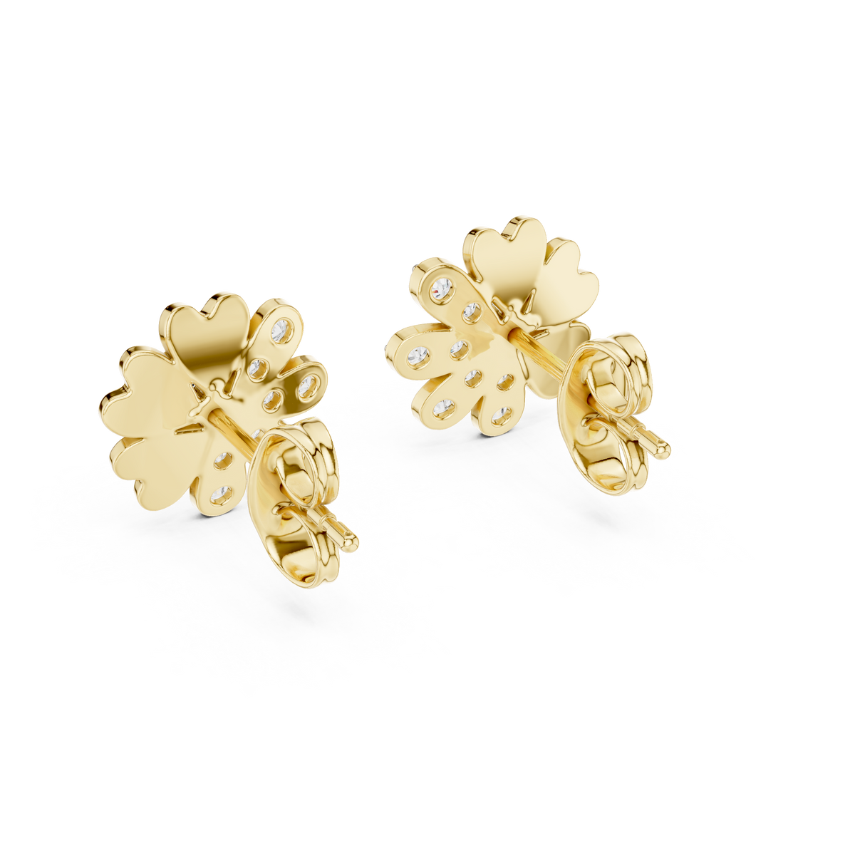 Clover Heart Diamond Stud Earring