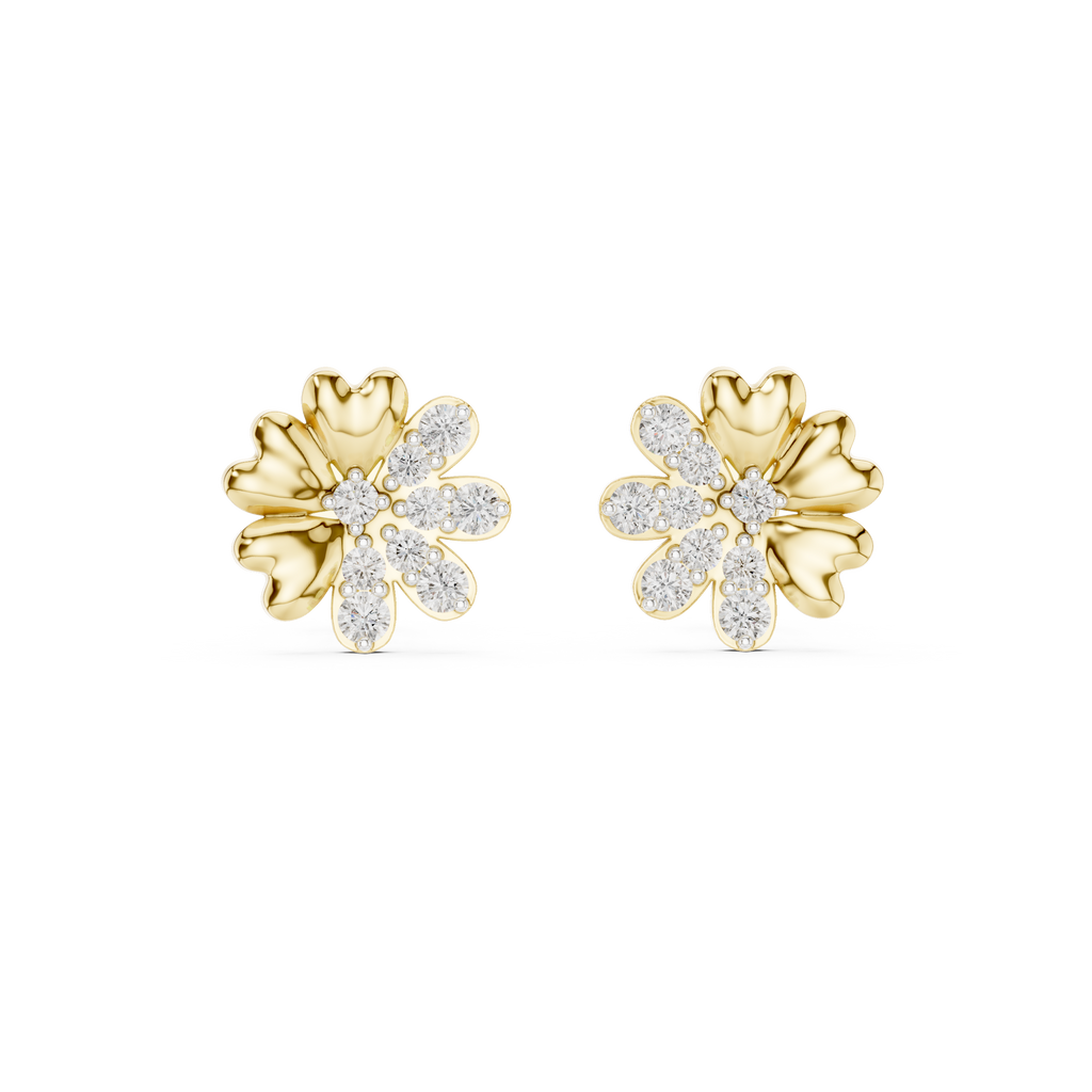 Clover Heart Diamond Stud Earring
