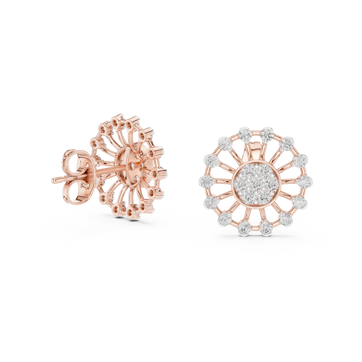 Solstice Spoke Halo Diamond Stud Earring